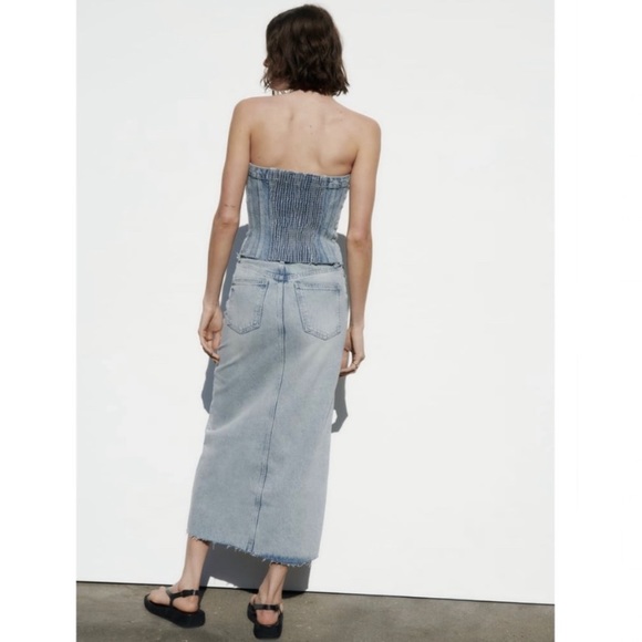 Zara DENIM MIDI SKIRT TRF - small - Picture 4 of 9